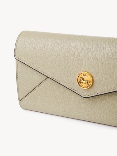 Envelope long wallet with flap in grained leather - 7