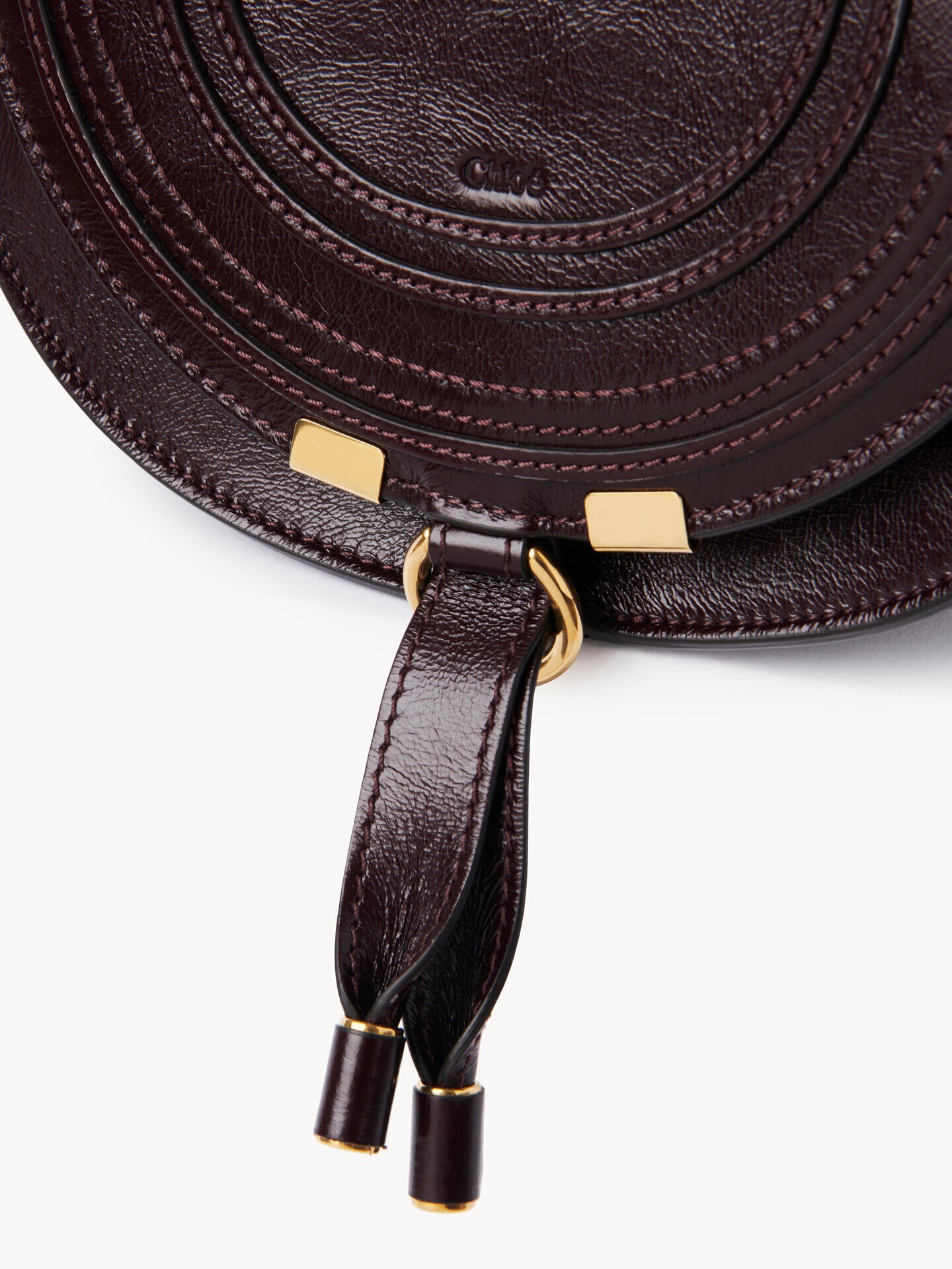 Small Marcie saddle bag in shiny leather - 6.0