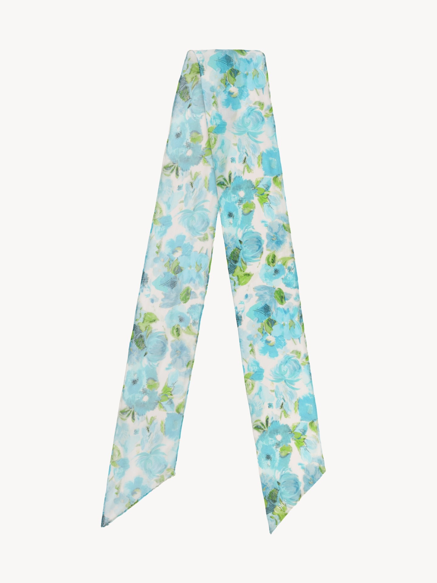 The Chlo&eacute; Wild Flowers bandeau scarf in silk georgette - 1.0