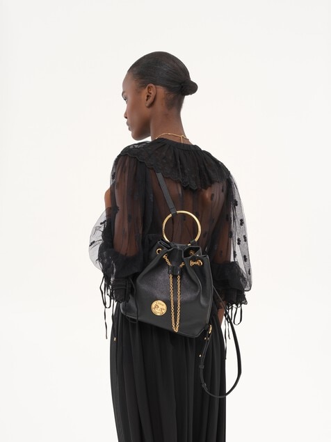 Small Bracelet backpack in grained leather