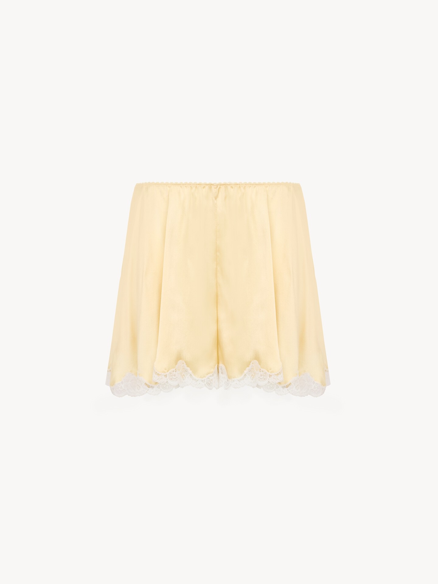 Fluid shorts in washed silk satin & lace - 2.0