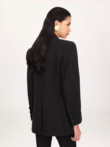 Oversized tailored jacket in linen cr&ecirc;pe - 7