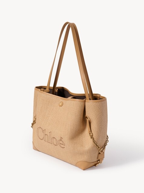 Chlo&eacute; Clover double carry bag in raffia-effect fibers