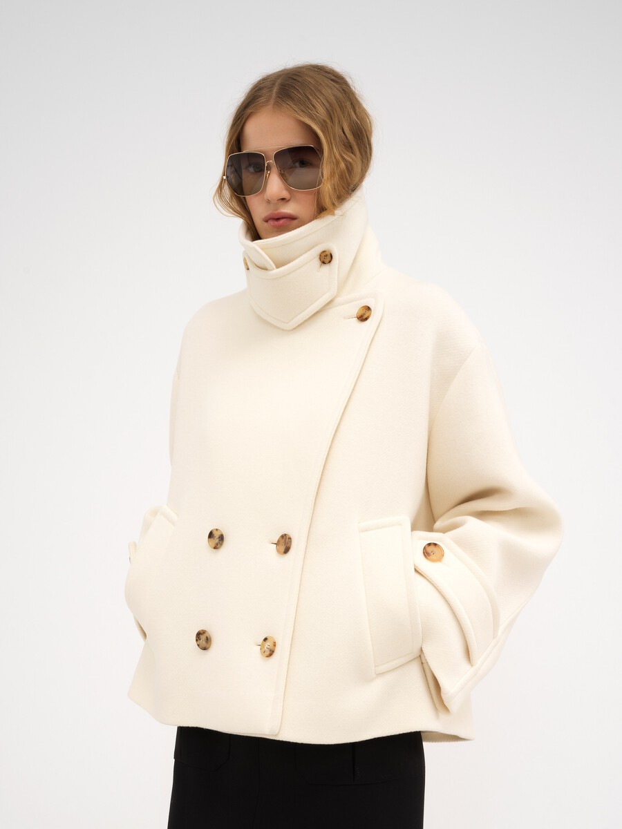 Oversized short coat in wool - 6