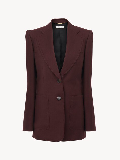 Single-breasted tailored jacket in wool gabardine