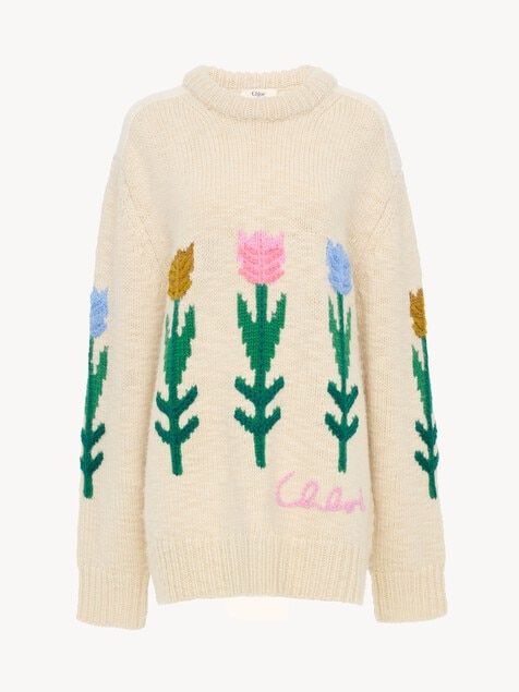 Oversized logo sweater in a wool knit