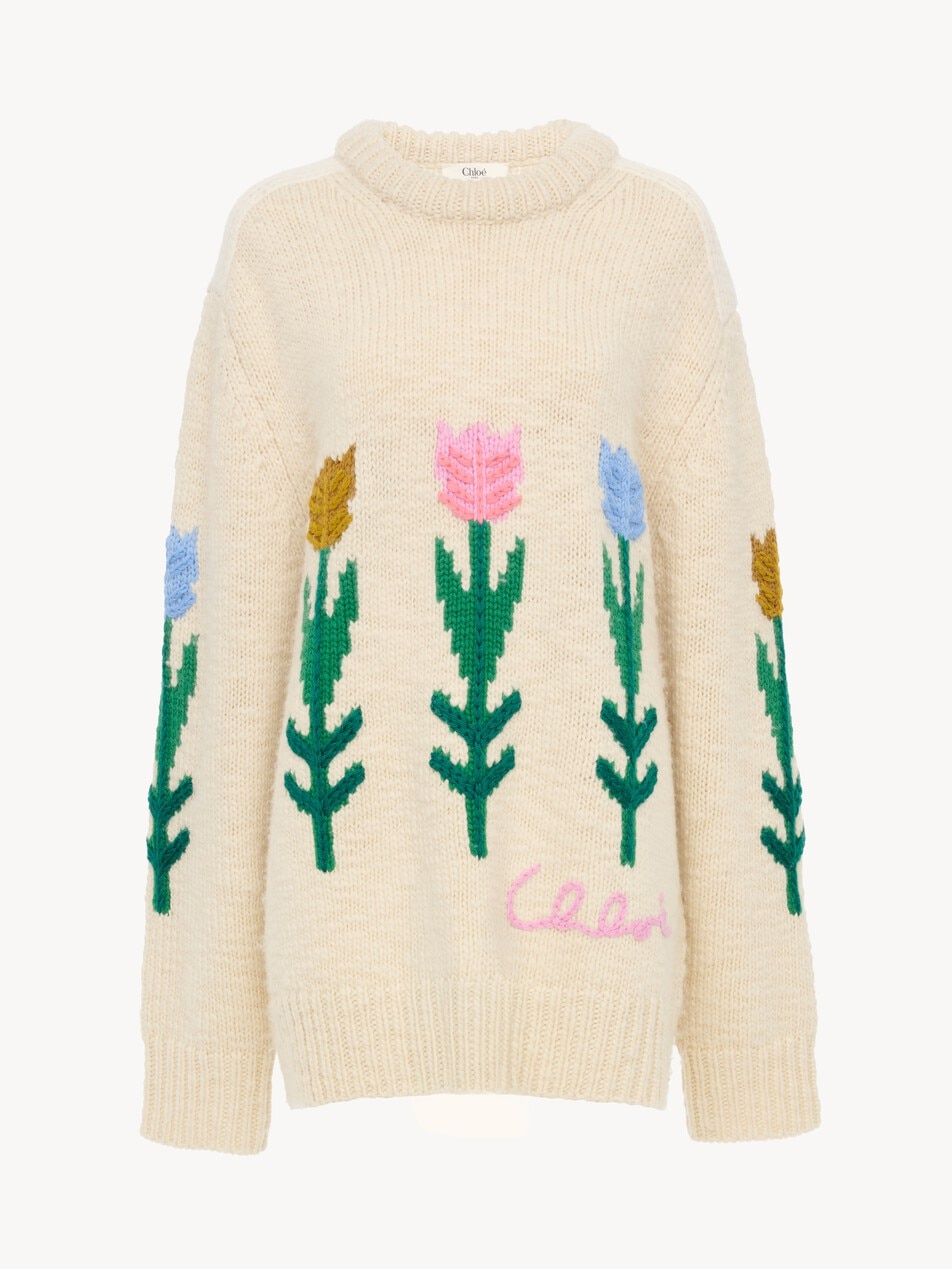 Oversized logo sweater in a wool knit