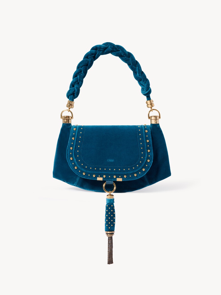 Small Marcie Foulard hobo bag in velvet with studs - 1