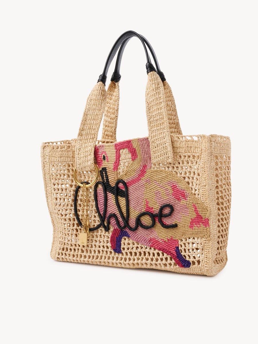 Summer Banana east-west tote bag in raffia - 3