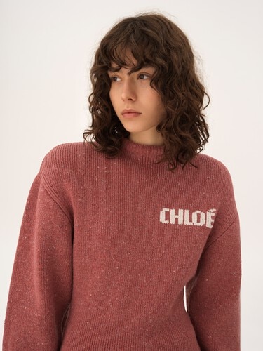 Long-sleeve logo mini dress in a merino wool knit - 5
