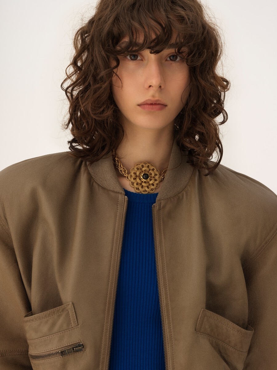 Cropped blouson in leather - 5