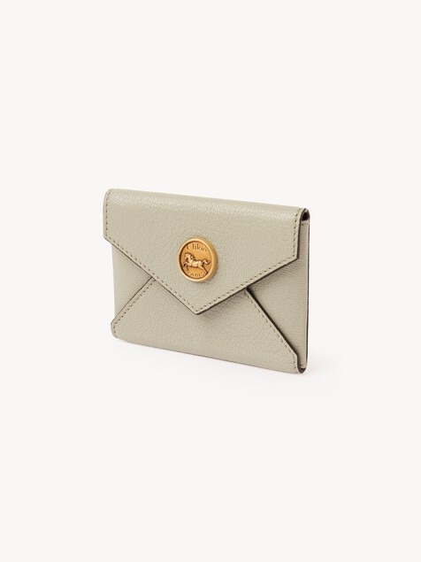 Envelope card holder in grained leather
