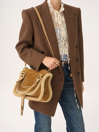 Small Marcie bag in suede leather & shearling - 3