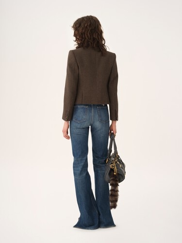 Double-breasted fitted jacket in houndstooth wool - 5