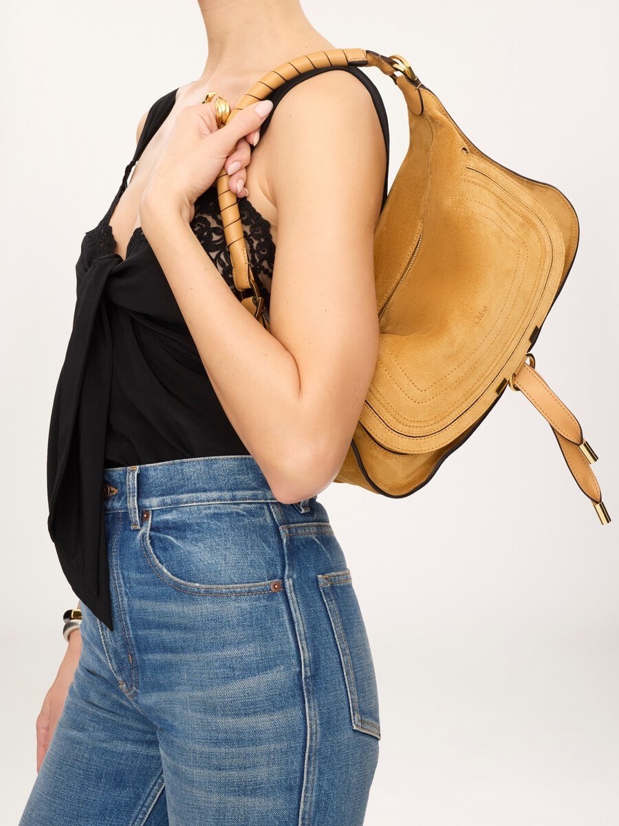 Small Marcie shoulder bag in suede leather - 3