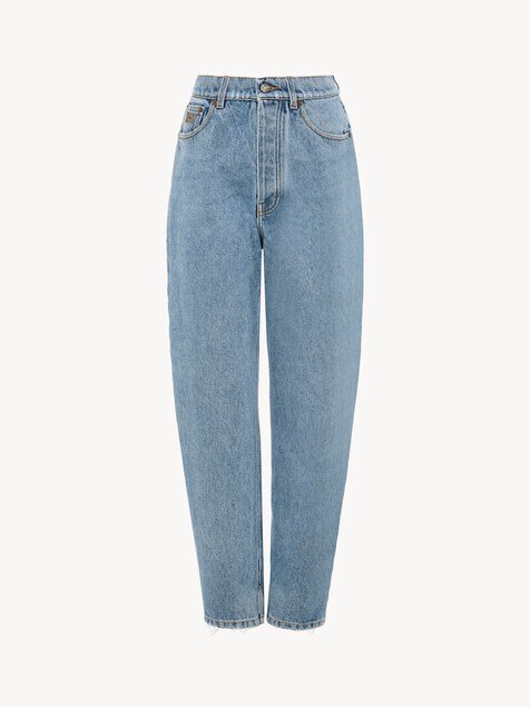 High-rise tapered jeans in denim