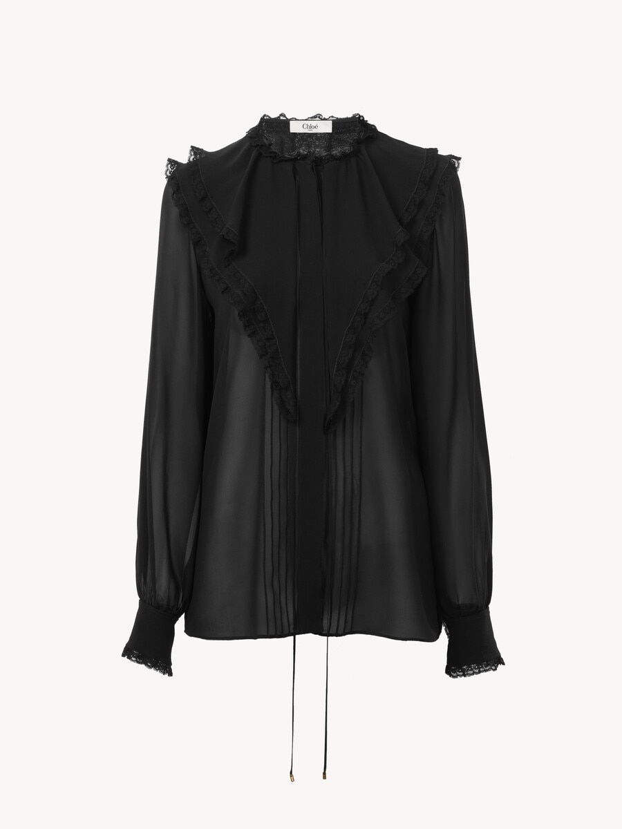 Ruffled blouse in silk georgette - 2