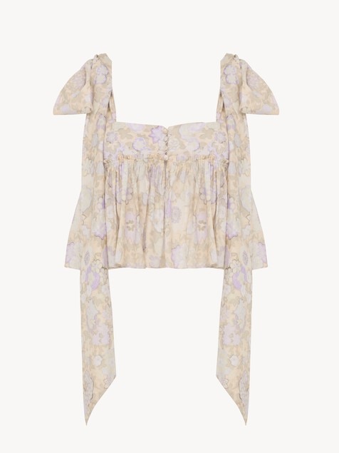 Knotted-strap cropped top in soft cotton
