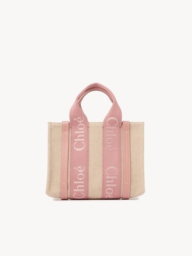 Small Woody tote bag in linen - 5