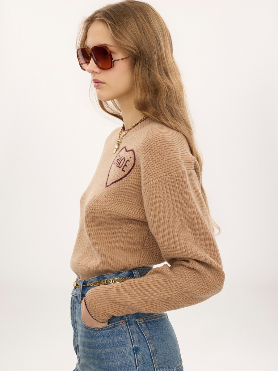 Pull court ajust&eacute; en maille de laine et cachemire - 5