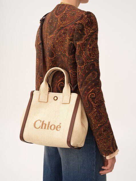 Small Chlo&eacute; Carry tote bag in raffia-effect fibers