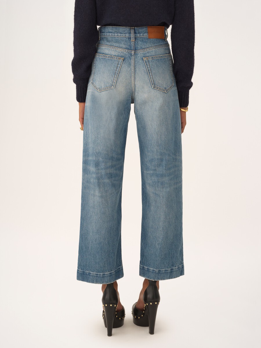 High-rise cropped jeans in denim - 4