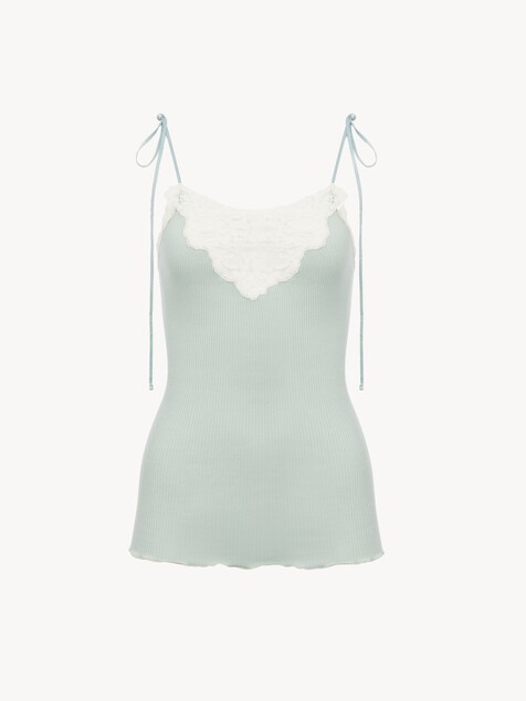 Top lingerie ajust&eacute; en coton et dentelle