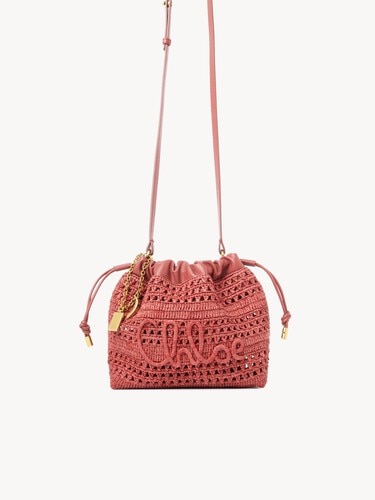 Mini Summer Banana drawstring shoulder bag in raffia - 2