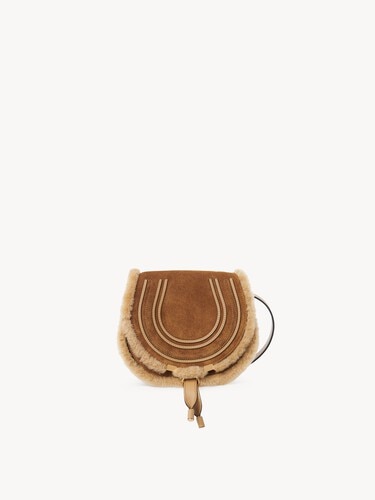Small Marcie saddle bag in suede leather & shearling - 2