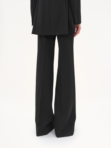 High-rise flared pants in wool grain de poudre - 8