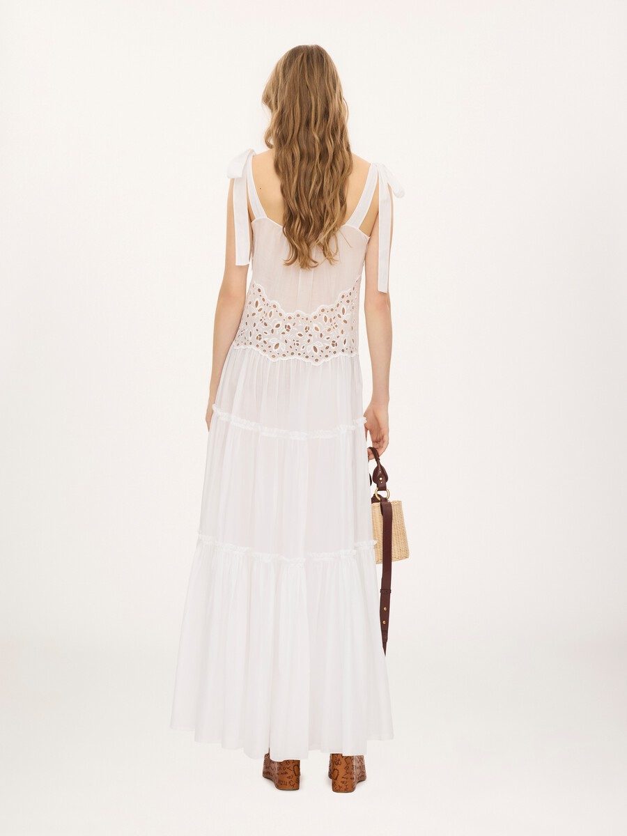 Tiered long dress in cotton voile - 5