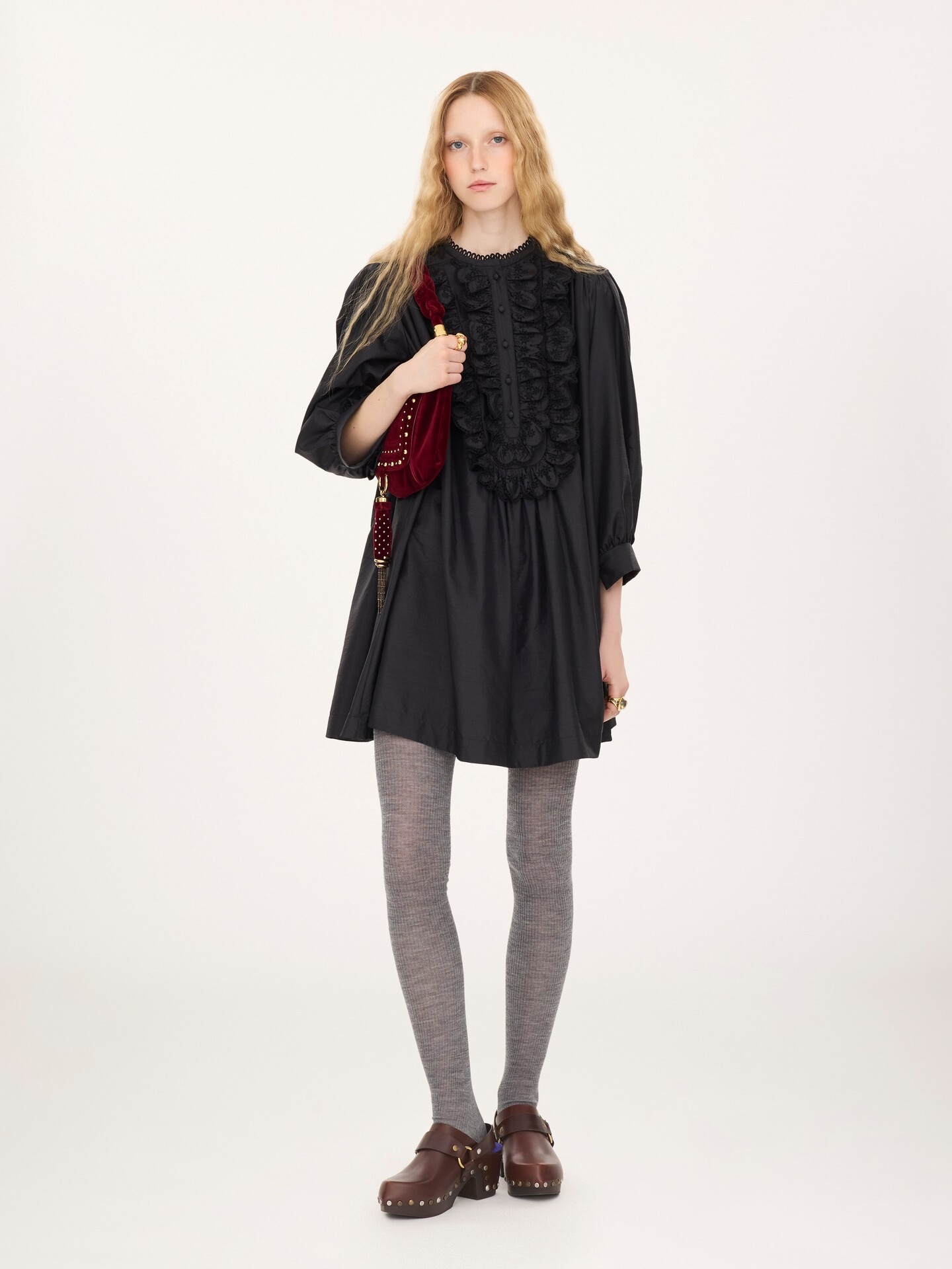 Long-sleeve mini dress in technical taffeta - 1.0