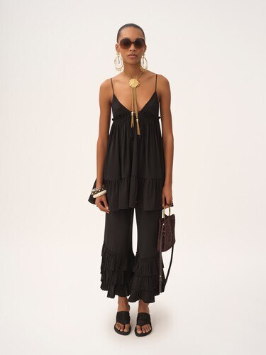 Fluid wide-leg pants in cr&ecirc;pe de chine - 3