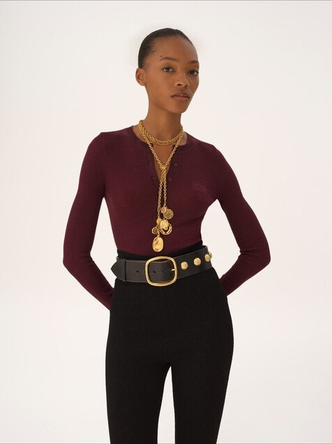 Pull henley en maille de laine extrafine