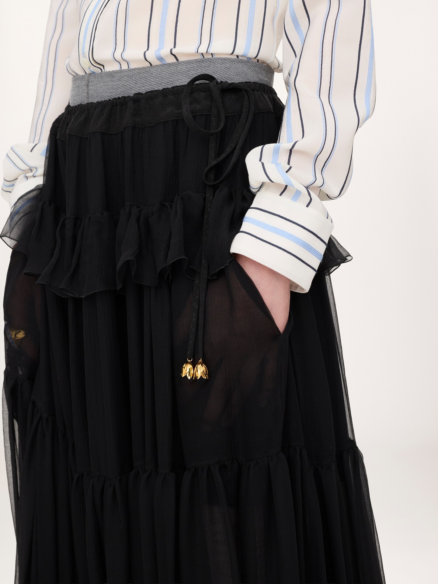 Fluid pleated pants in silk mousseline - 5.0