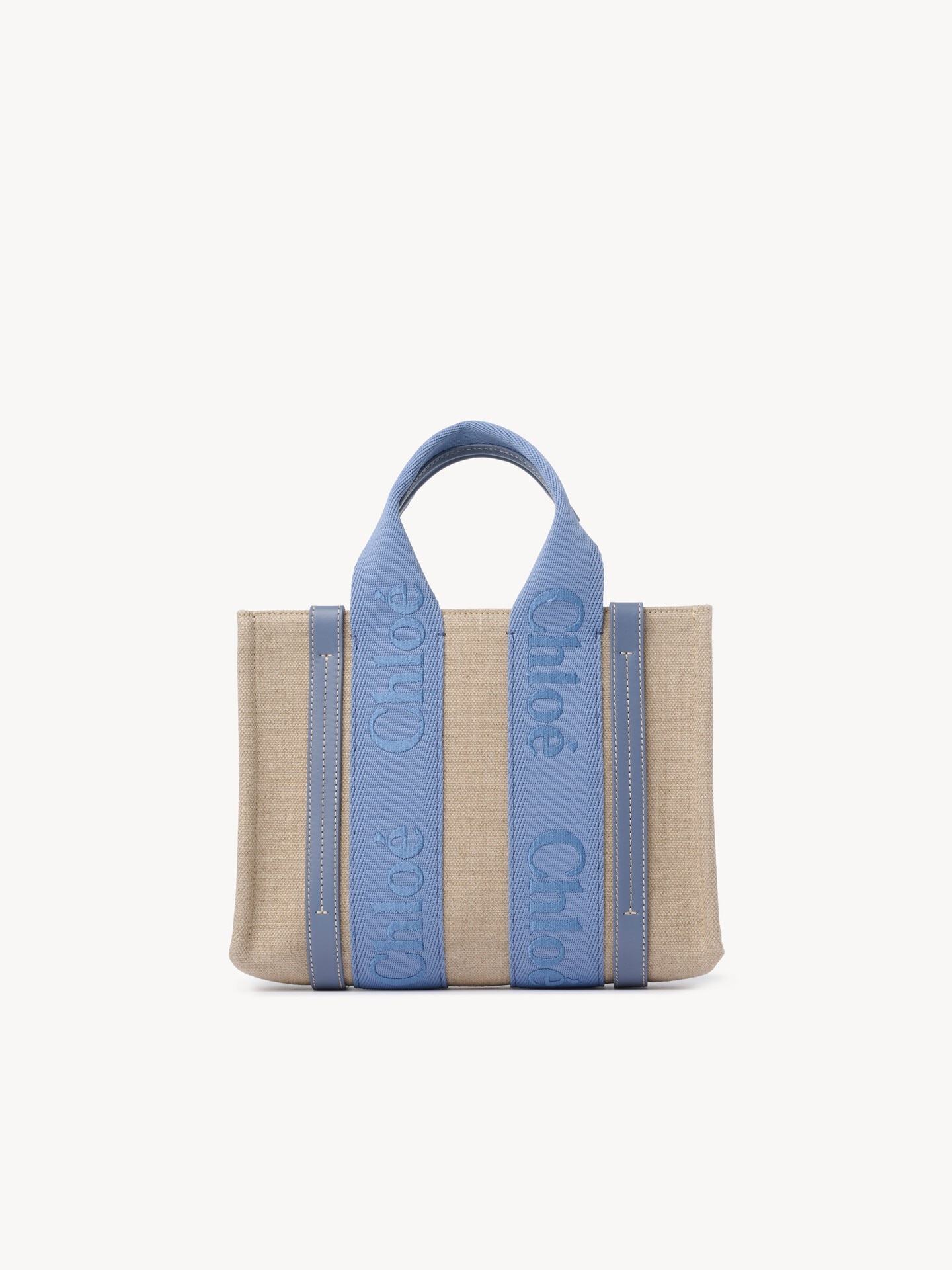 Small Woody tote bag in linen - 4.0