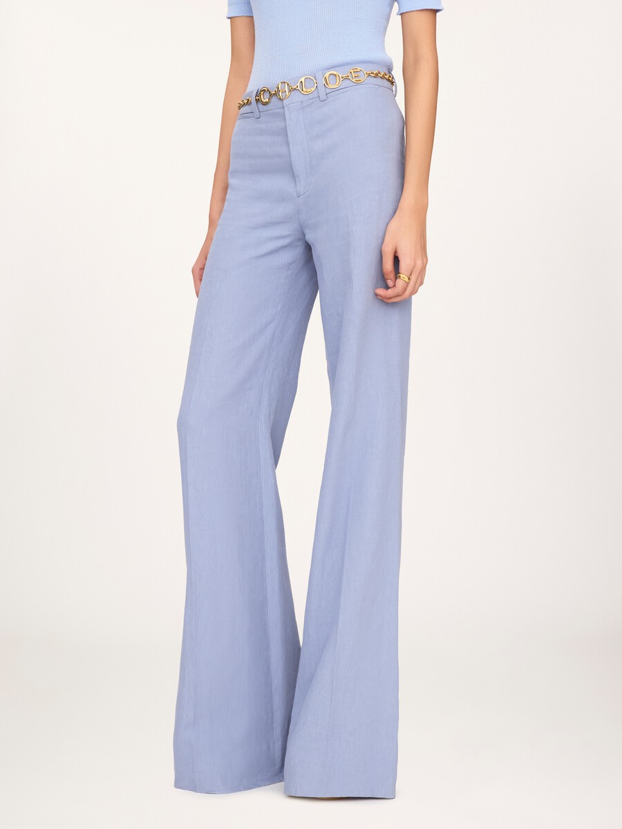 High-rise flared pants in linen cr&ecirc;pe - 4