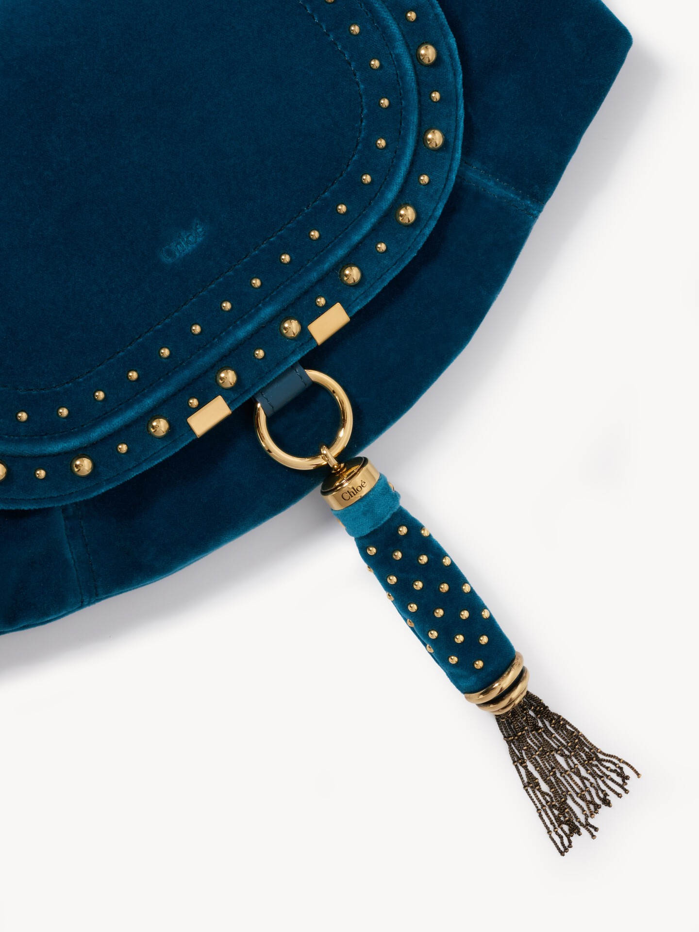 Small Marcie Foulard hobo bag in velvet with studs - 5.0