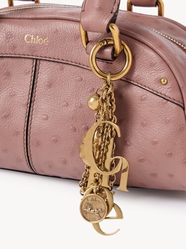 Bolso bowling Chlo&eacute; peque&ntilde;o de cuero efecto avestruz - 7