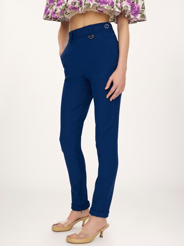 High-rise fitted pants in stretch tricotine - 4