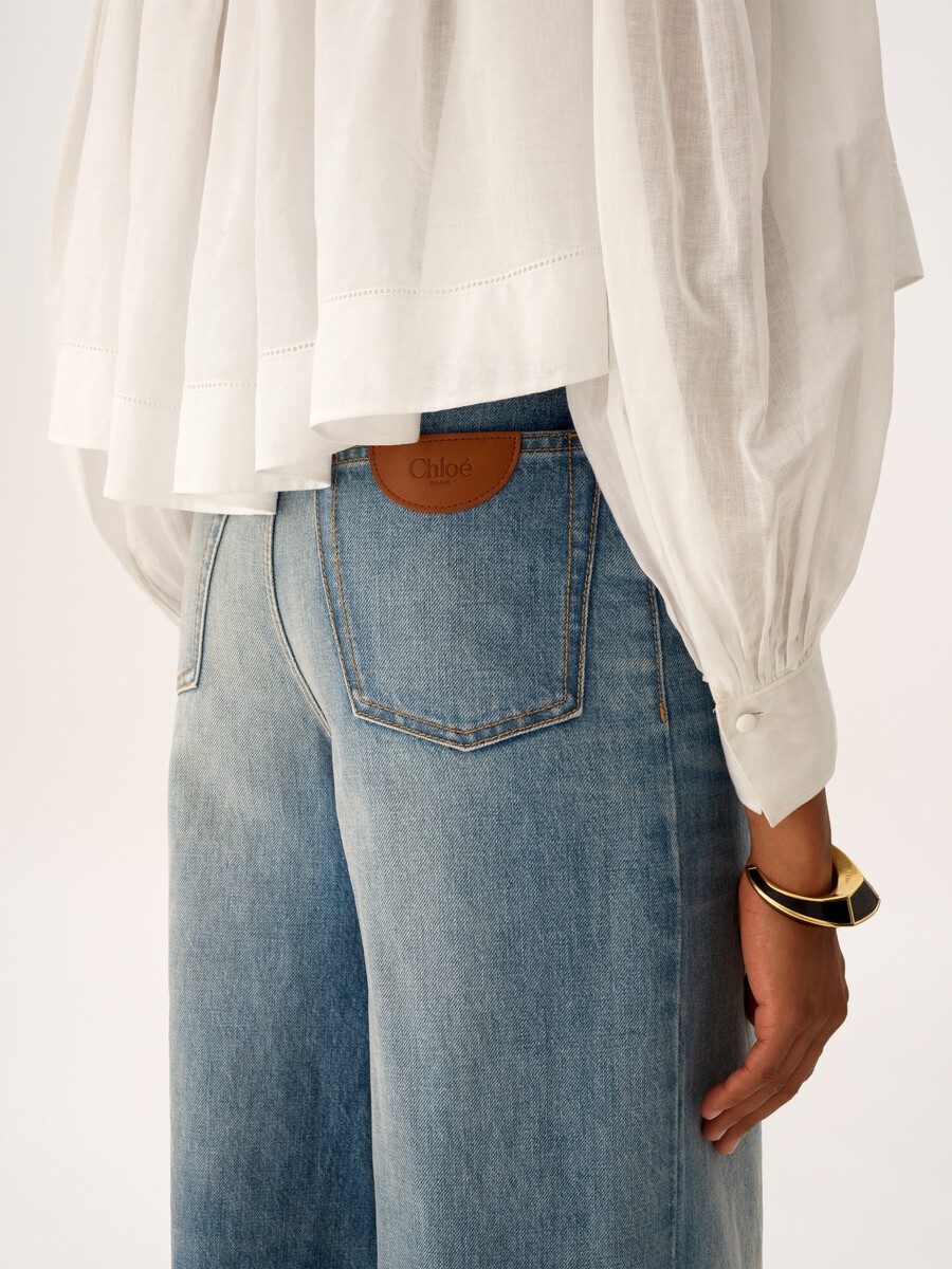 High-rise wide-leg jeans in denim - 5
