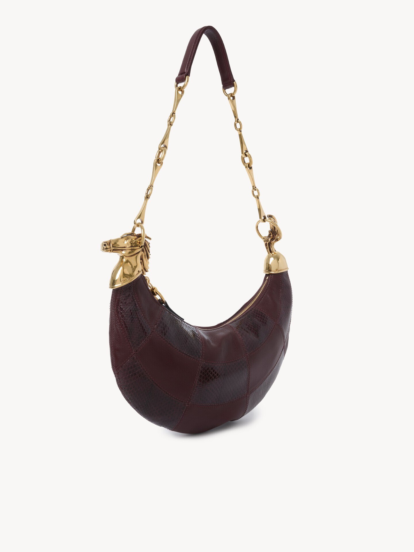 Chain Horse shoulder bag in grained leather & snakeskin - 3.0