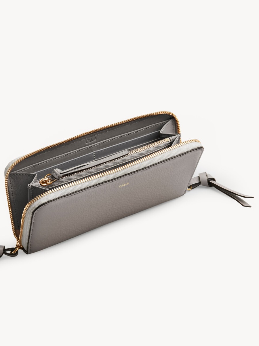 Alphabet zipped long wallet in grained leather - 2