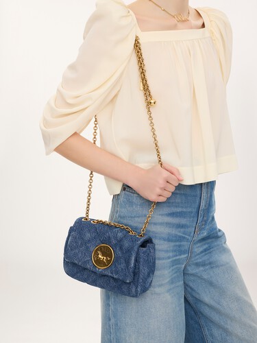 Bolso de hombro peque&ntilde;o Chlo&eacute; Heritage de tejido vaquero - 3