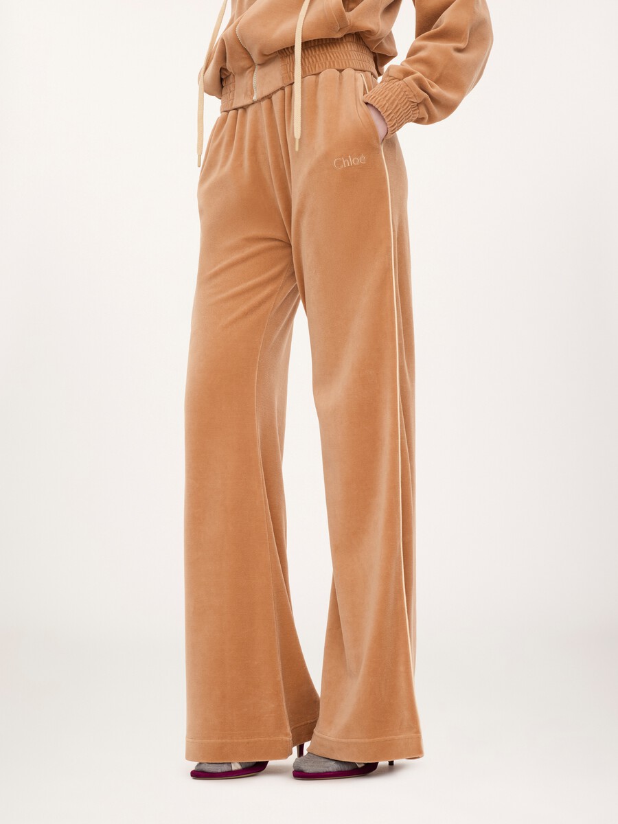 Wide-leg tracksuit pants in velvet - 3