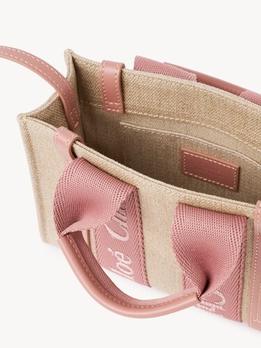 Mini Woody tote bag in linen - 6