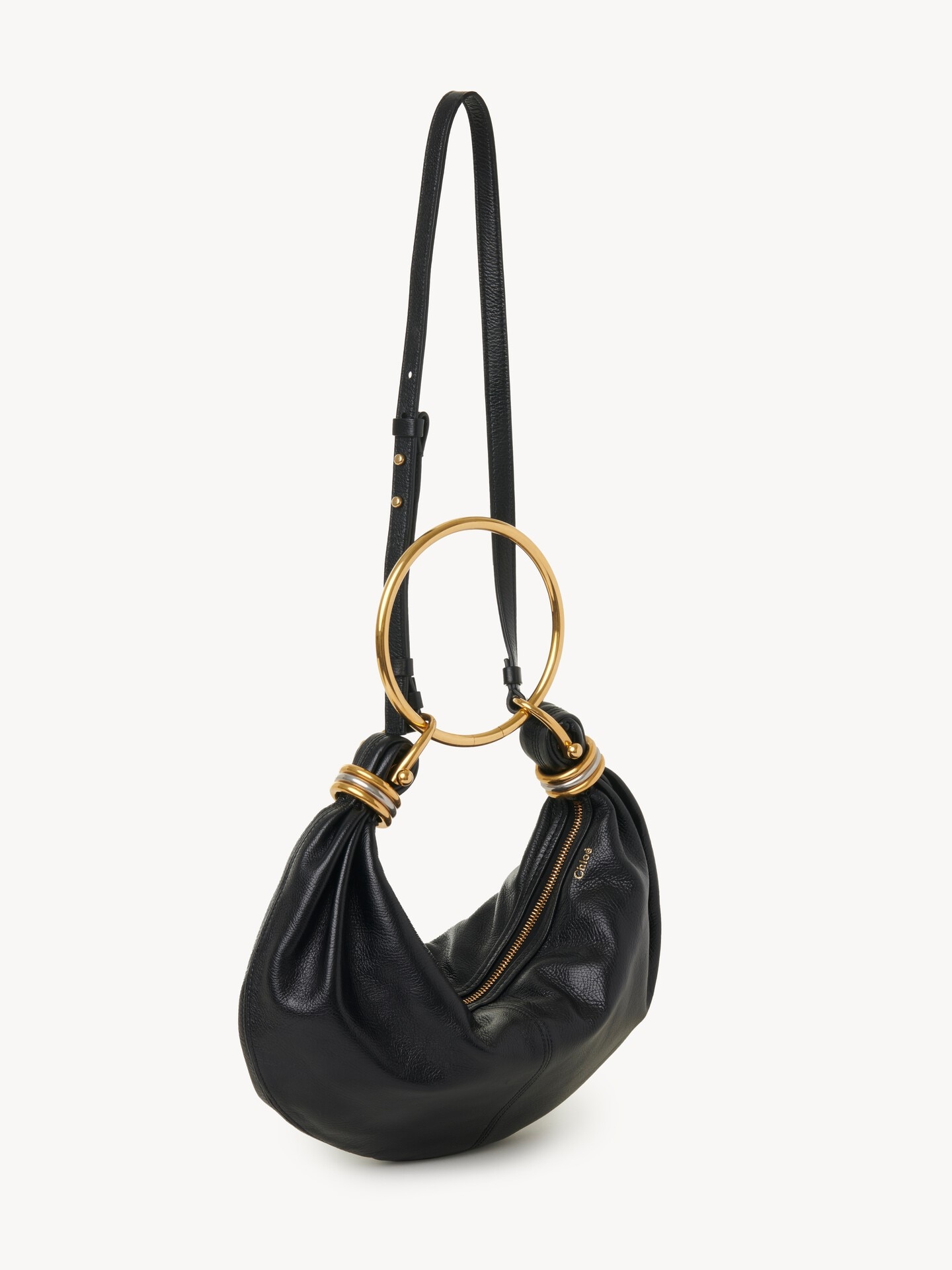 Small Bracelet Hobo bag in grained leather - 3.0