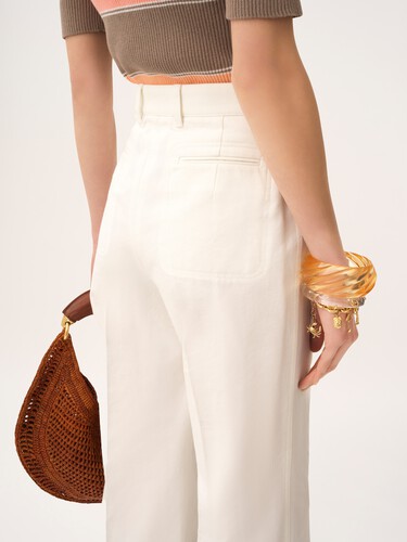High-rise flared pants in cotton canvas - 6
