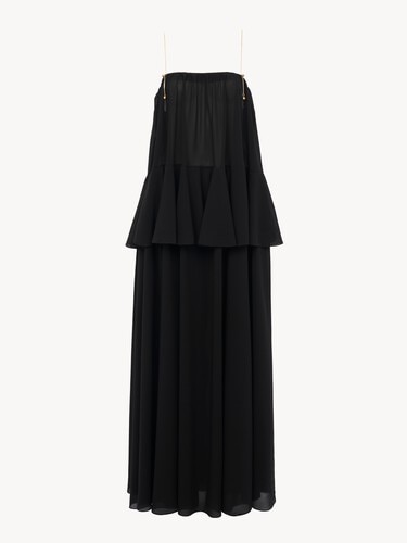 Sleeveless long dress in silk georgette - 2