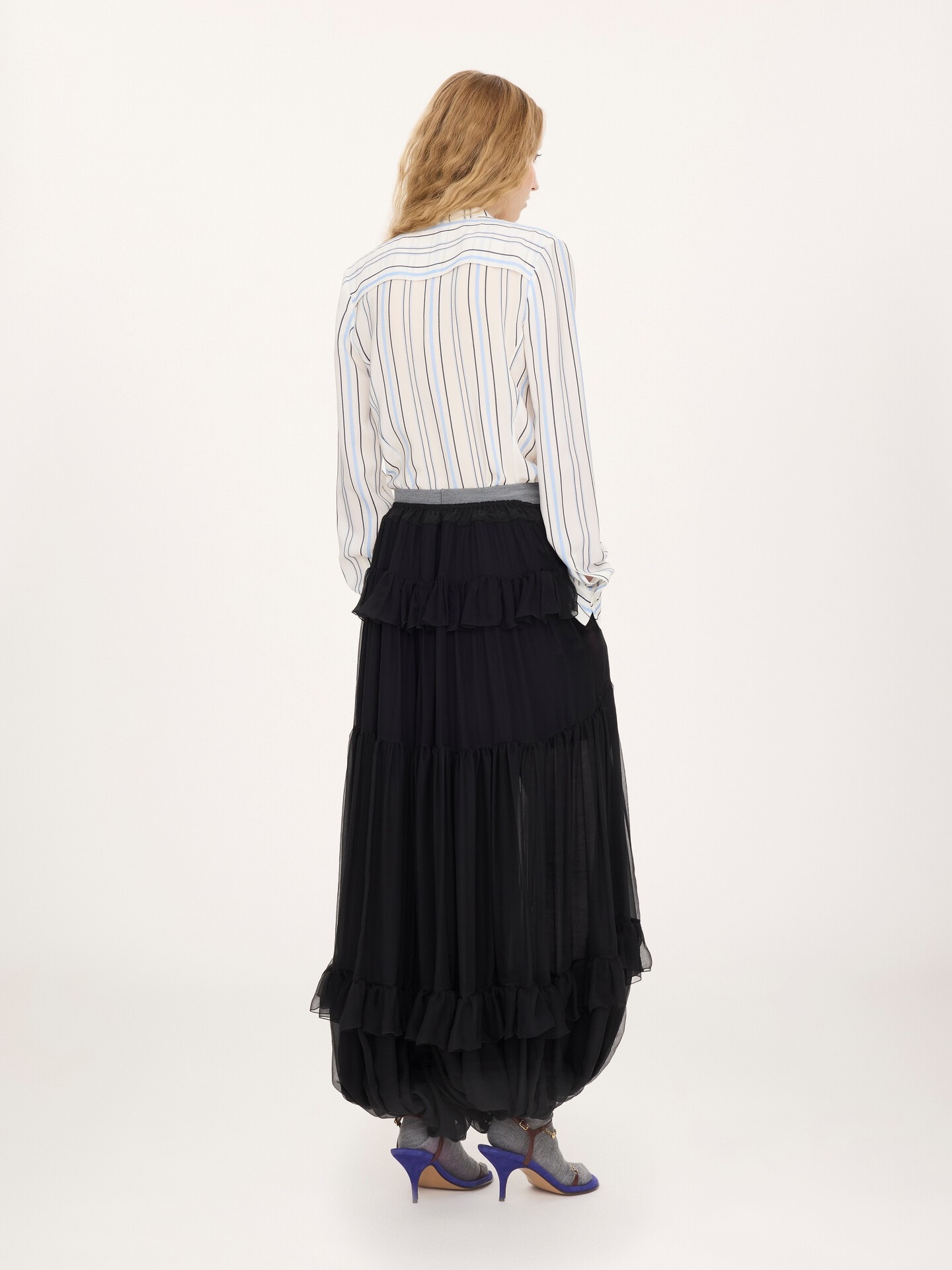 Fluid pleated pants in silk mousseline - 4.0